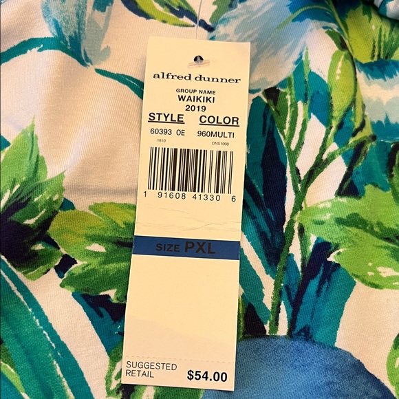 Alfred Dunner Blue Green Tropical Print Short Sleeve Top size PXL BRAND NEW - Picture 5 of 8